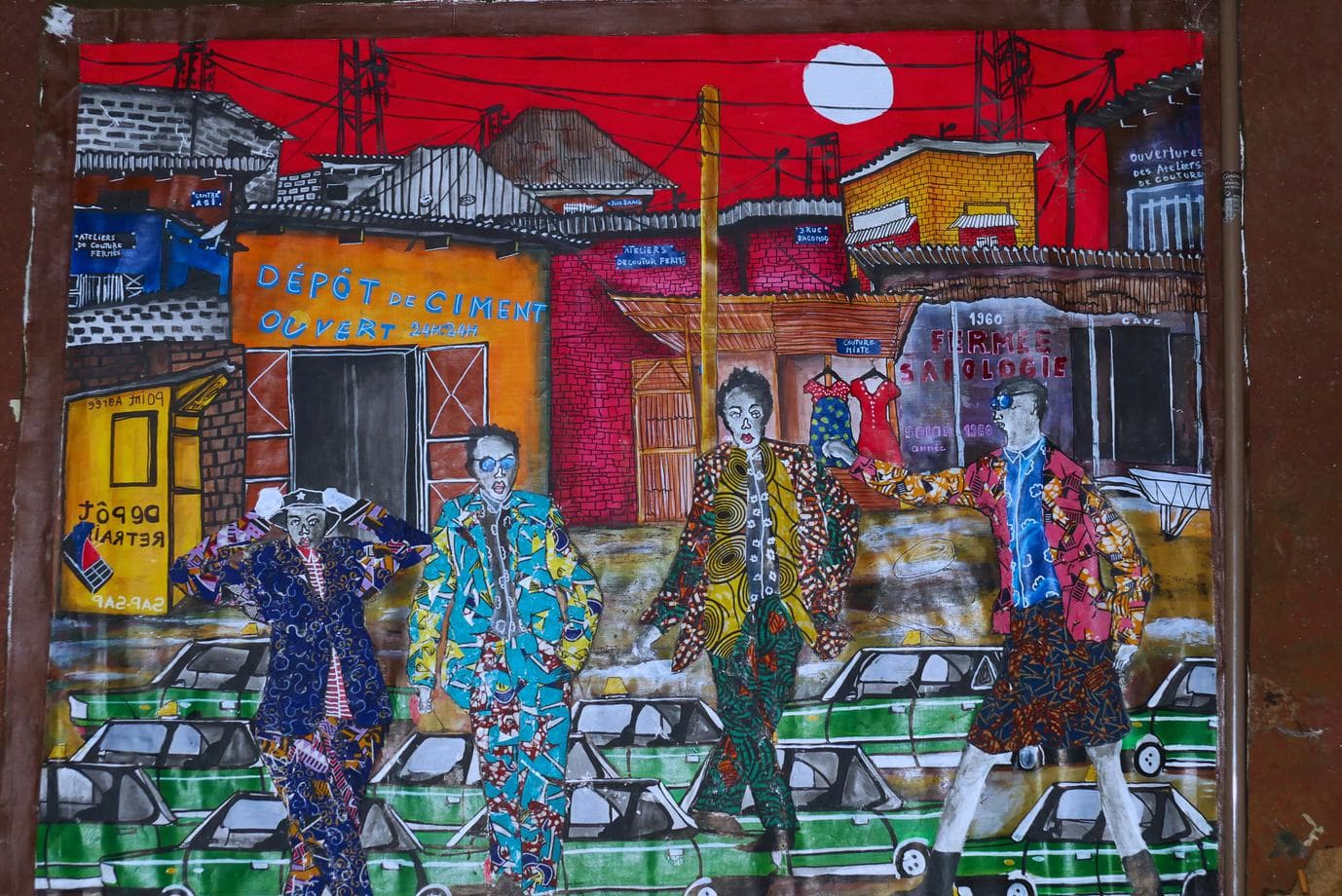 Mural intérieur, scène urbaine